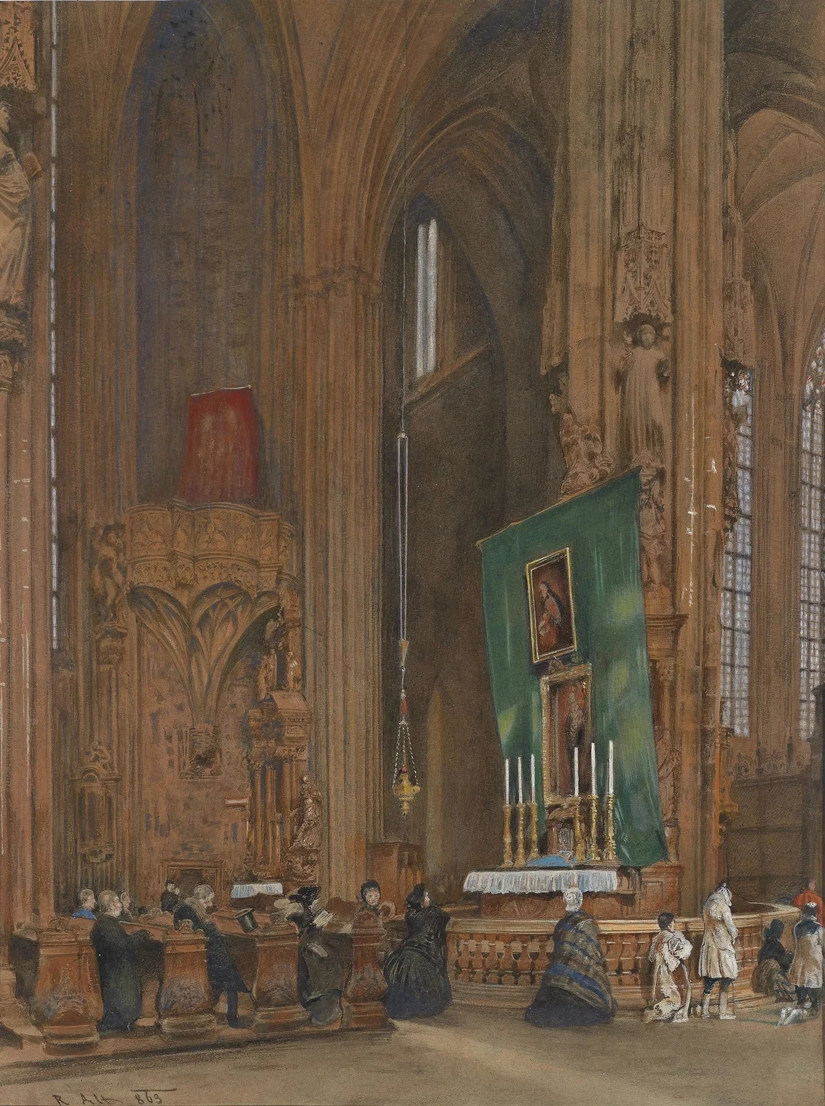 Inneres der Stephanskirche av Rudolf von Alt
