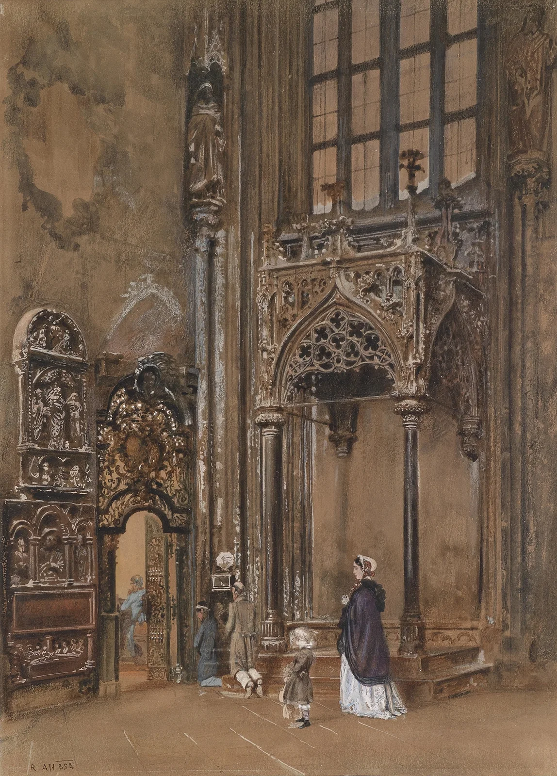 Kircheninneres av Rudolf von Alt