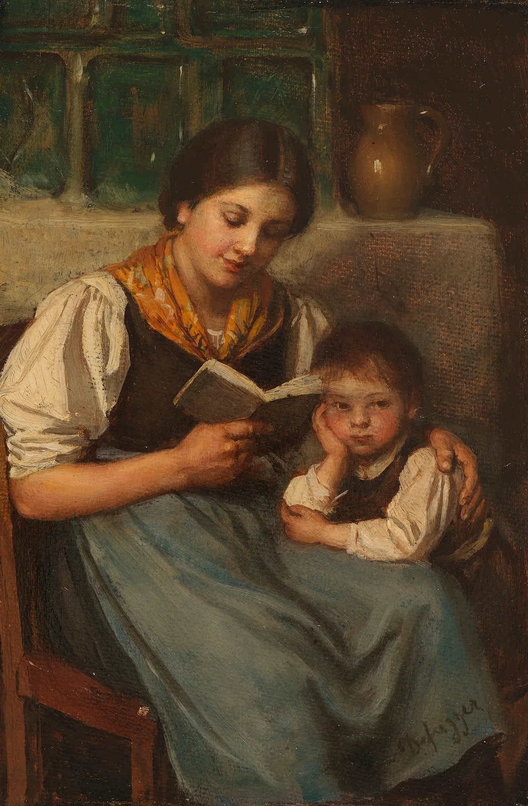 Beim Vorlesen av Franz von Defregger