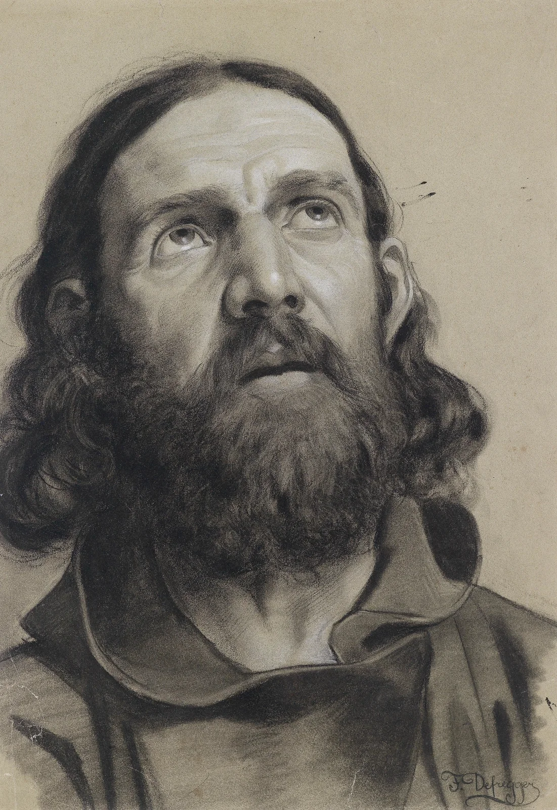 Studie eines bärtigen Mannes av Franz von Defregger
