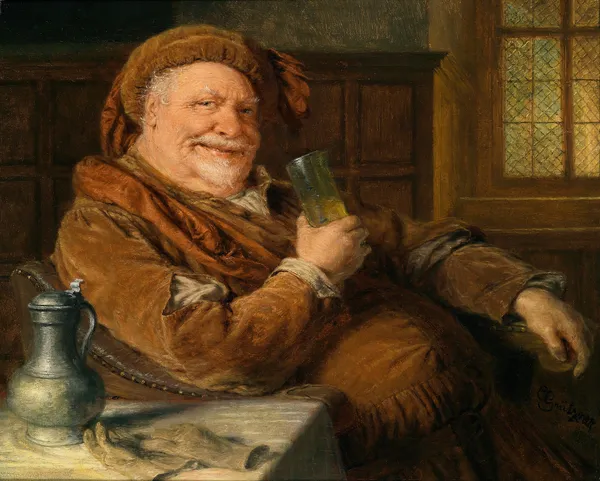 Falstaff mit Zinnkanne und Weinglas av Eduard von Grützner