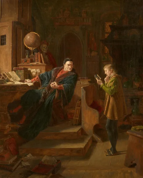 Mephisto und ein Student, Szene aus Goethes Faust, Teil I av Eduard von Grützner
