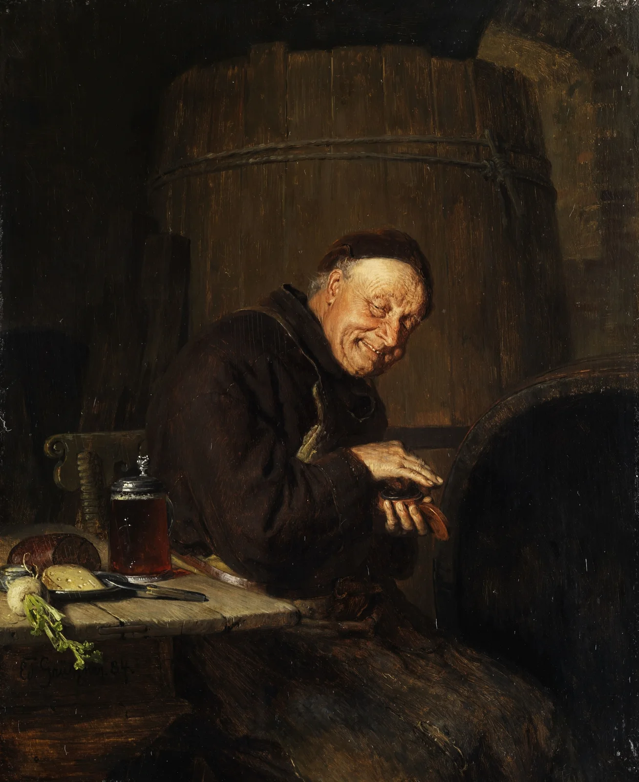 Vor der Brotzeit av Eduard von Grützner