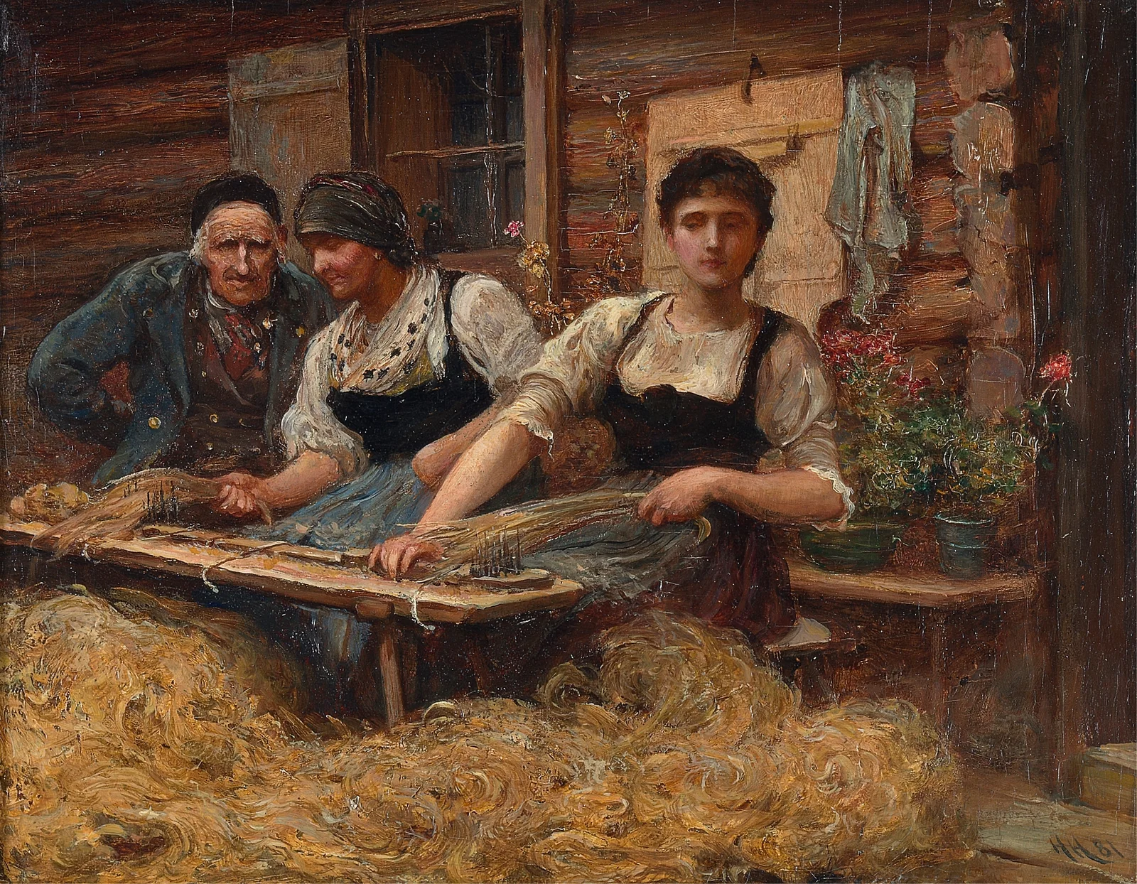 Carding Wool av Sir Hubert von Herkomer