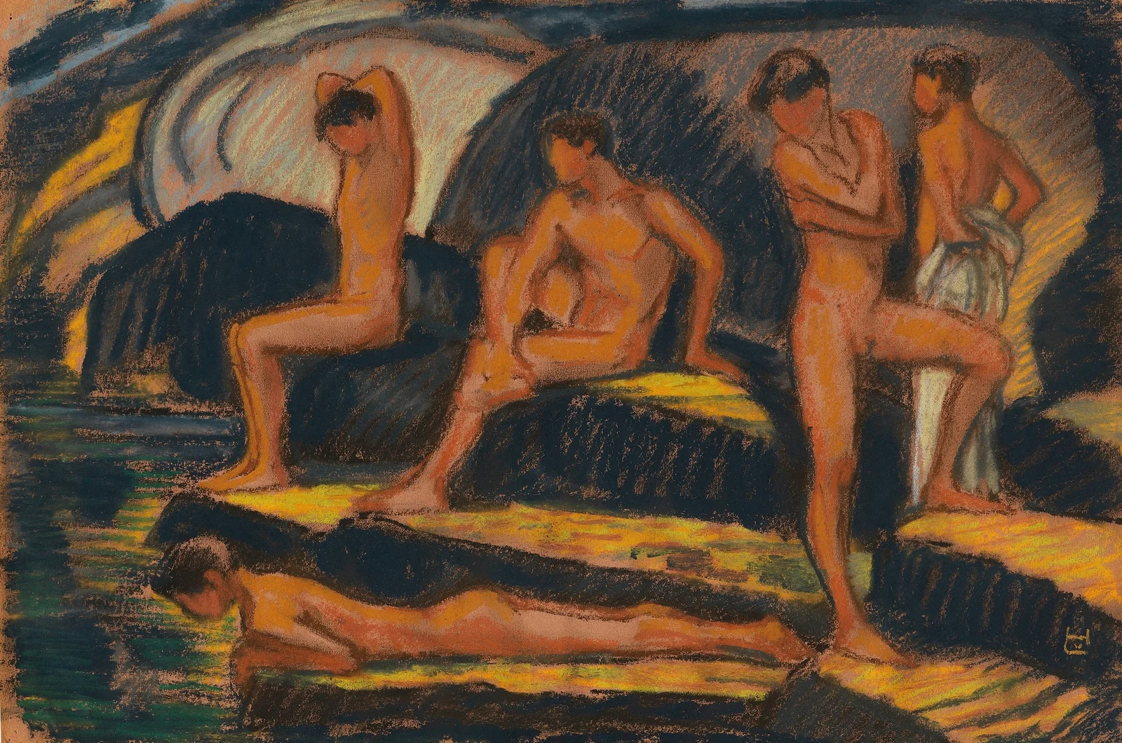 Badende Jungen av Ludwig von Hofmann