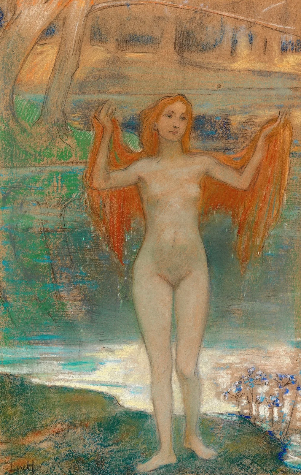 Mädchen am Seeufer av Ludwig von Hofmann