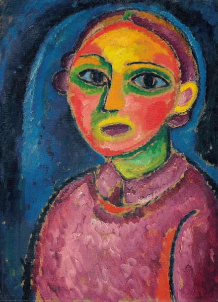 Brustbild einer Frau in rötlichem Gewand av Alexej von Jawlensky