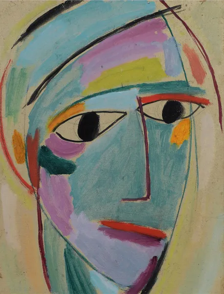 Mystical head, Three-quarter profile av Alexej von Jawlensky