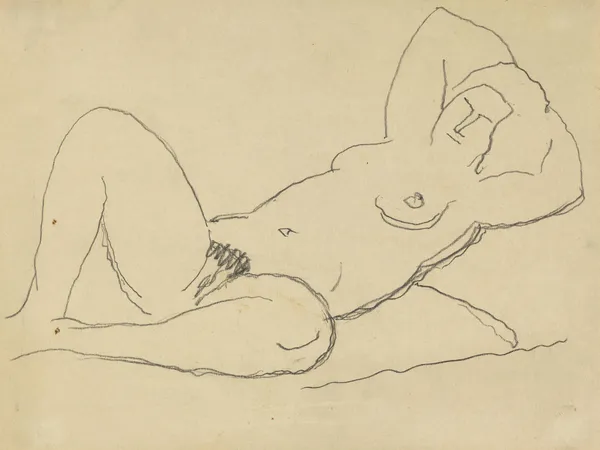 Ohne Titel (Liegender Akt, die Hände hinter dem Kopf verschränkt II) av Alexej von Jawlensky