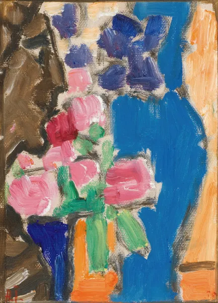 Still Life; Flower Still Life With Vase And Figure, Semi-Profile av Alexej von Jawlensky