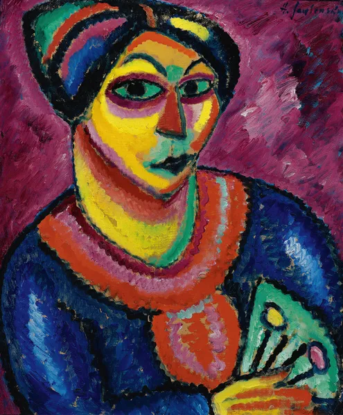 Woman With A Green Fan av Alexej von Jawlensky