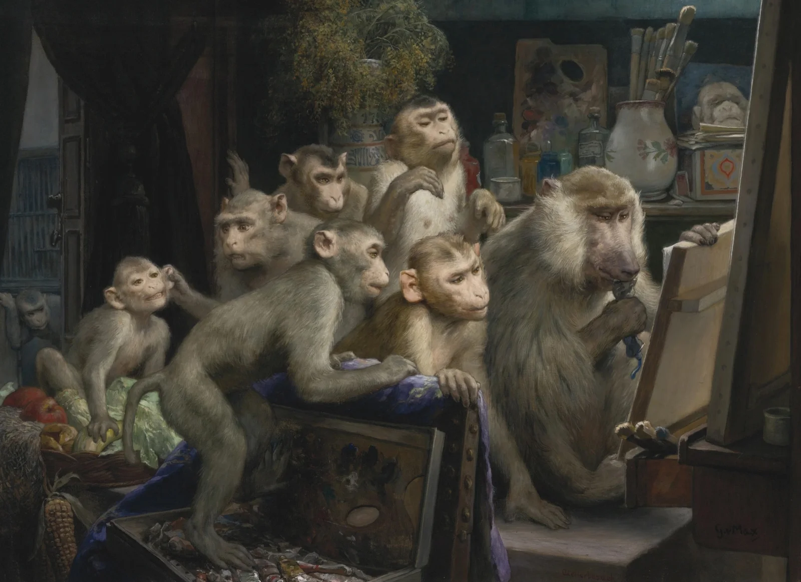 Der Atelierbesuch (A Visit to the Artist’s Studio) av Gabriel von Max