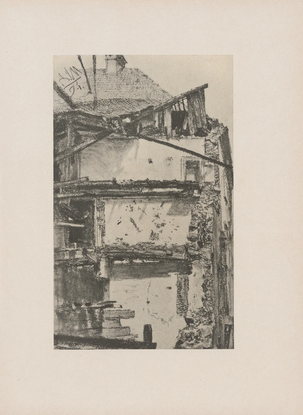 Abgebrochenes Haus, 1894 av Adolph von Menzel