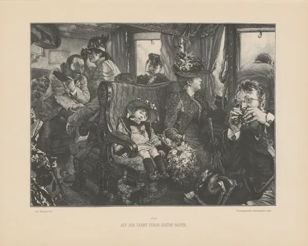 Auf der Fahrt durch schöne Natur av Adolph von Menzel