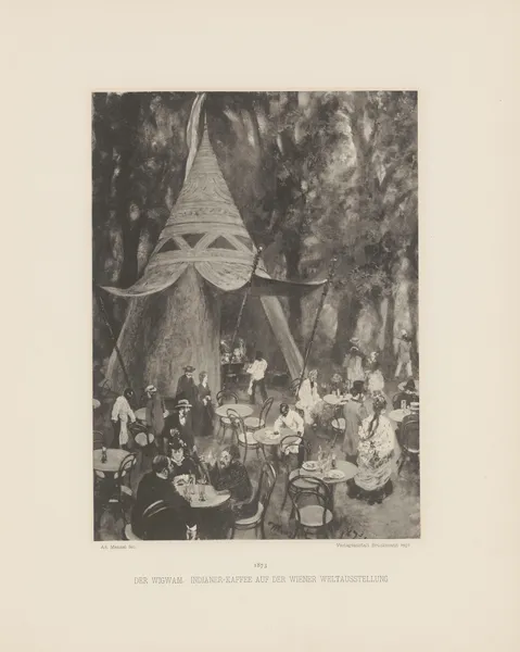 Der Wigwam. Indianer-Kaffee auf der Wiener Weltausstellung av Adolph von Menzel