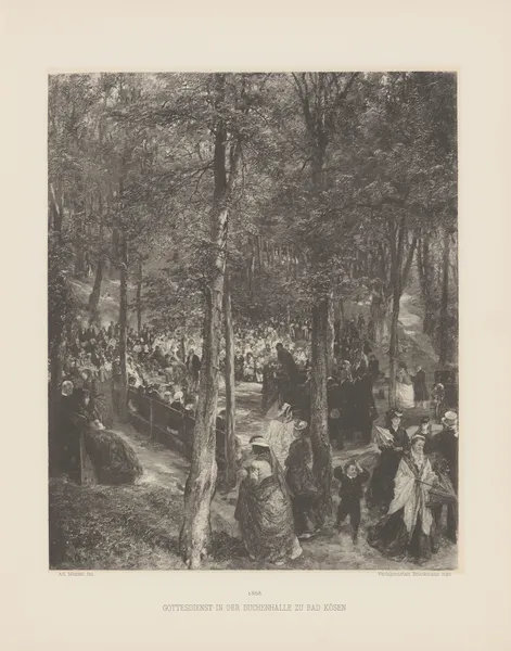 Gottesdienst in der Buchenhalle zu Bad Kosen av Adolph von Menzel