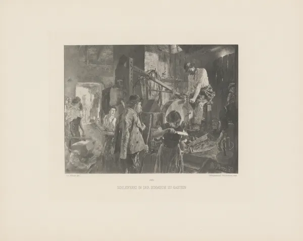 Schleiferei in der Schmiede zu Gastein av Adolph von Menzel