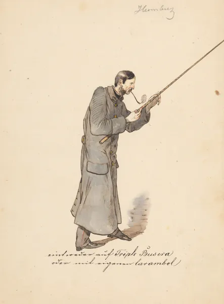 Man in a Long Military Coat with a Stick av Friedrich Carl von Scheidlin