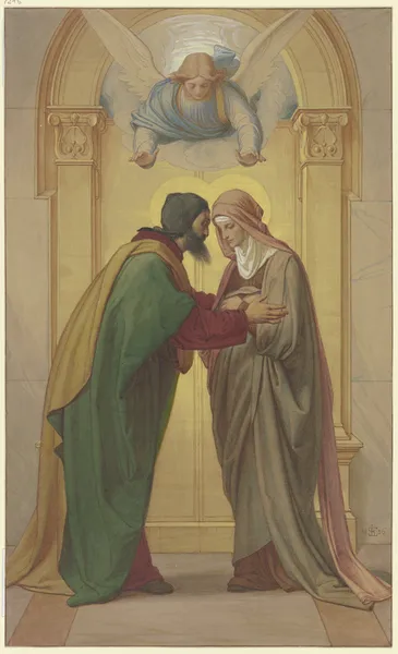Begegnung Joachims und Annas an der Goldenen Pforte av Eduard von Steinle