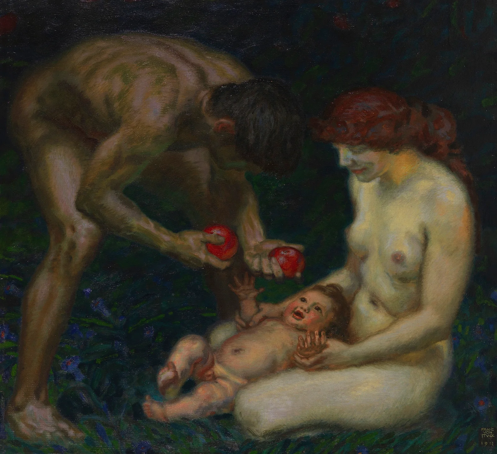 Adam und Eva (Die Familie) av Franz von Stuck