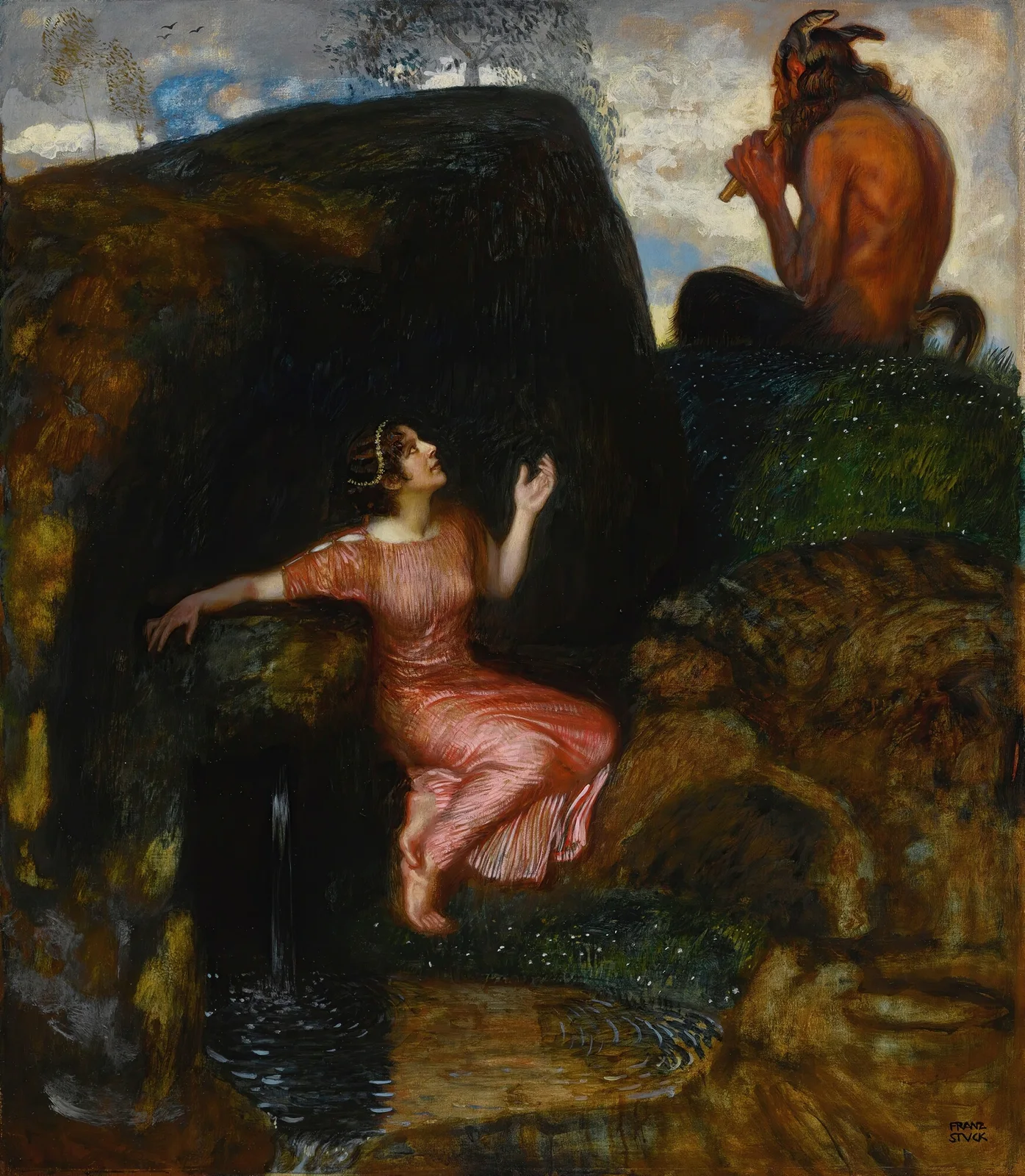 An Der Quelle (Lauschende Nymphe) av Franz von Stuck