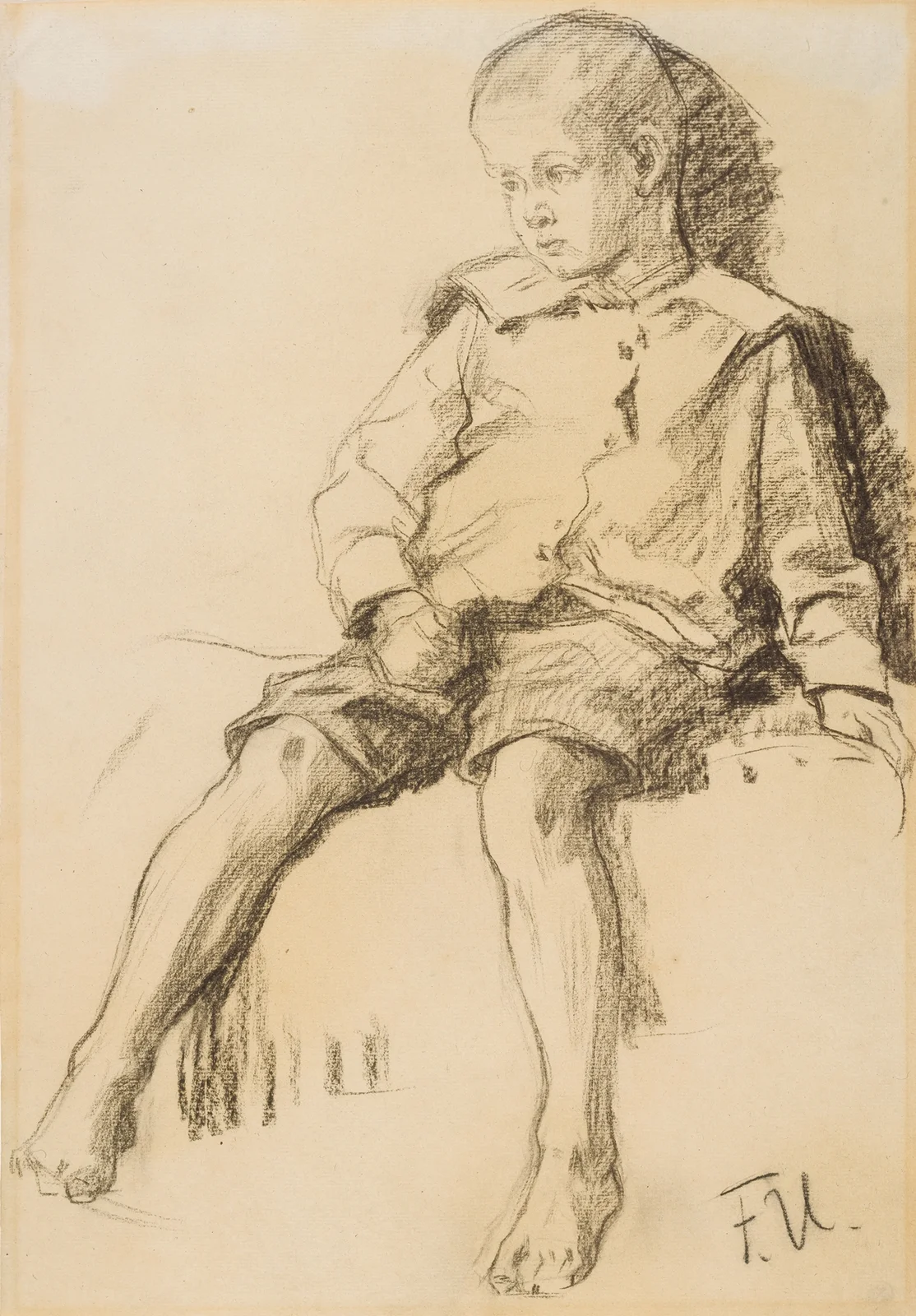 Sitzender Junge mit nackten Beinen av Fritz von Uhde