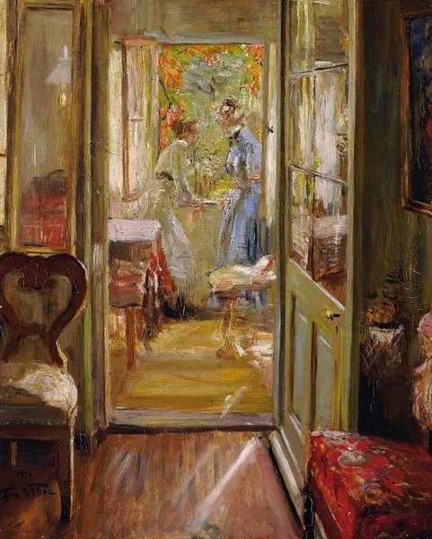 The artist’s daughters in the veranda av Fritz von Uhde