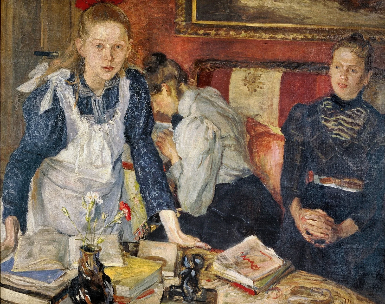 The lesson av Fritz von Uhde