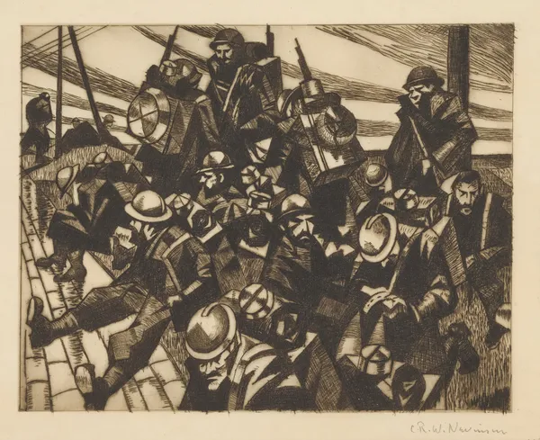 French troops resting av Christopher R. W. Nevinson