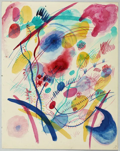 Composition in red, blue, green and yellow av Wassily Kandinsky