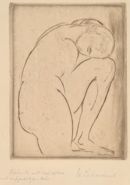 Badende mit Kopf auf Knie (Bather with Her Head on Her Knee) av Wilhelm Lehmbruck