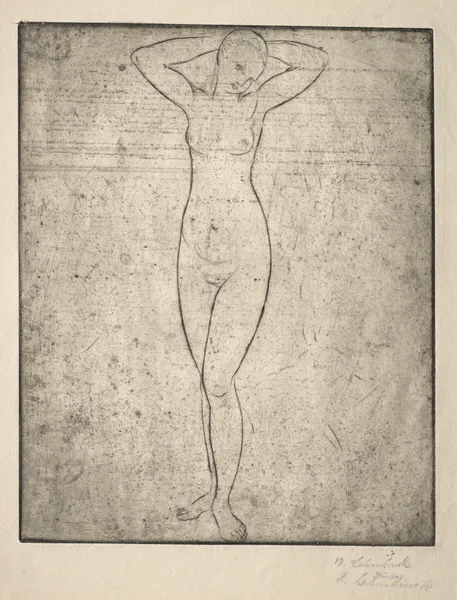 Standing Girl with Arms Behind her Head av Wilhelm Lehmbruck