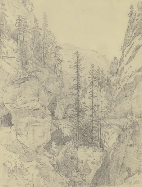 Section at the Via Mala av Johann Wilhelm Schirmer