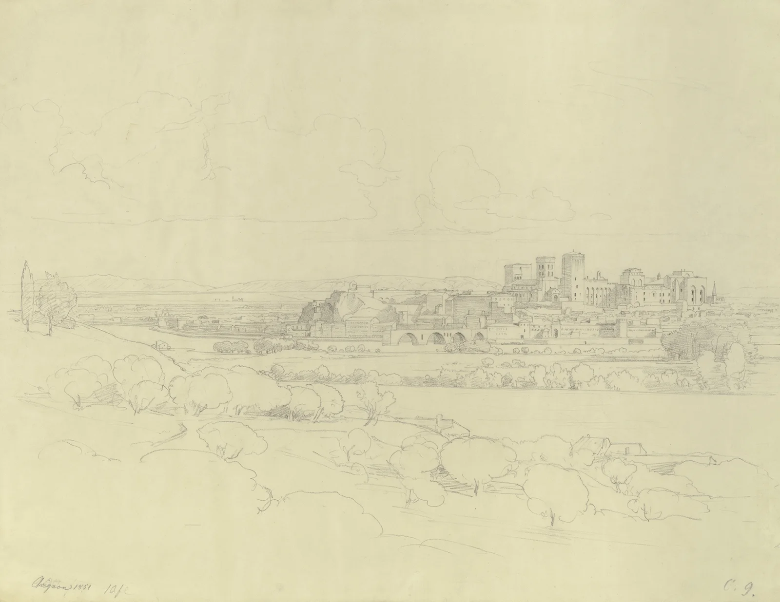 View from Avignon av Johann Wilhelm Schirmer