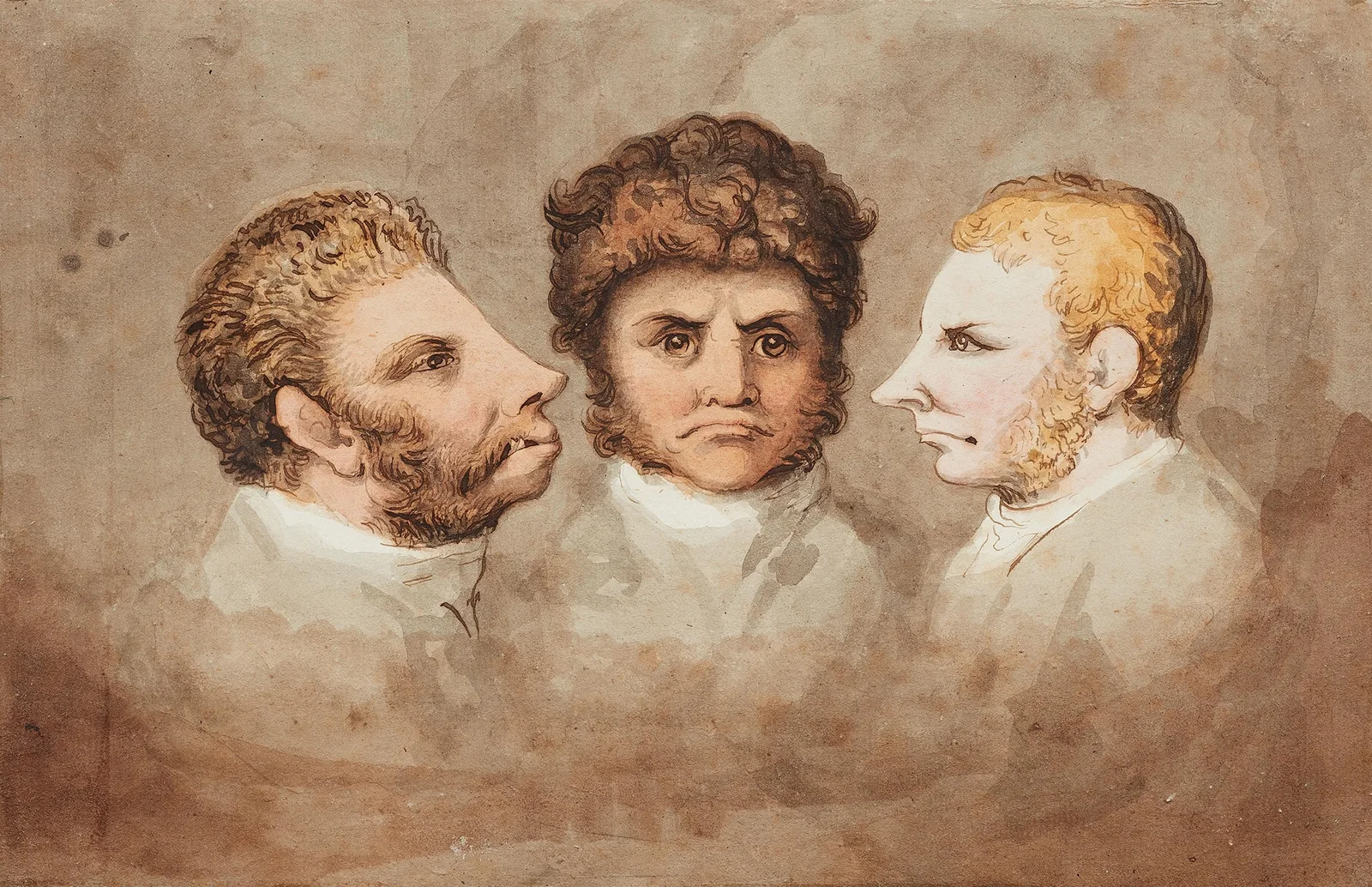 Drei männliche Kopfstudien av Johann Heinrich Wilhelm Tischbein