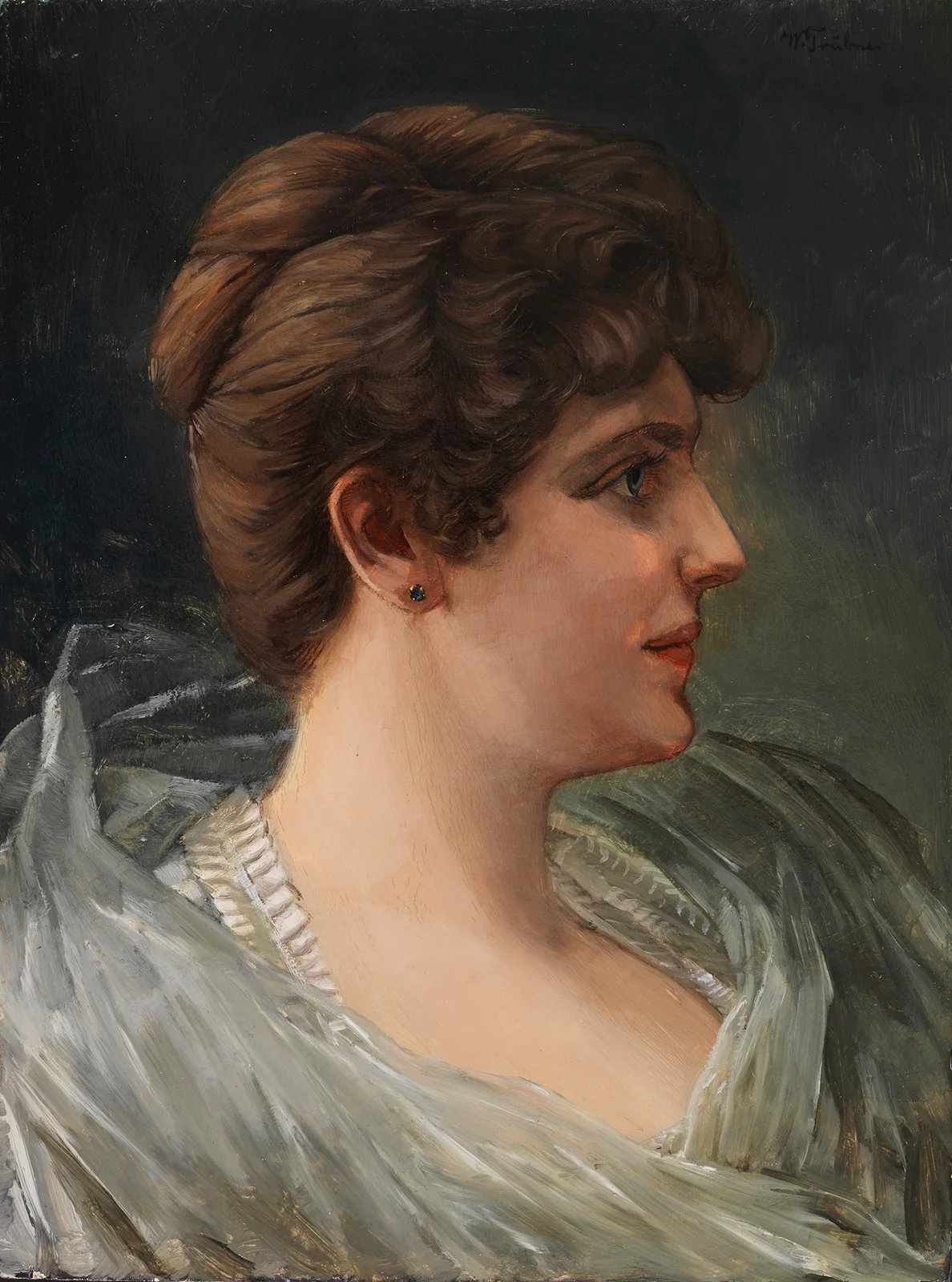 Bildnis einer Dame im Profil av Wilhelm Trübner