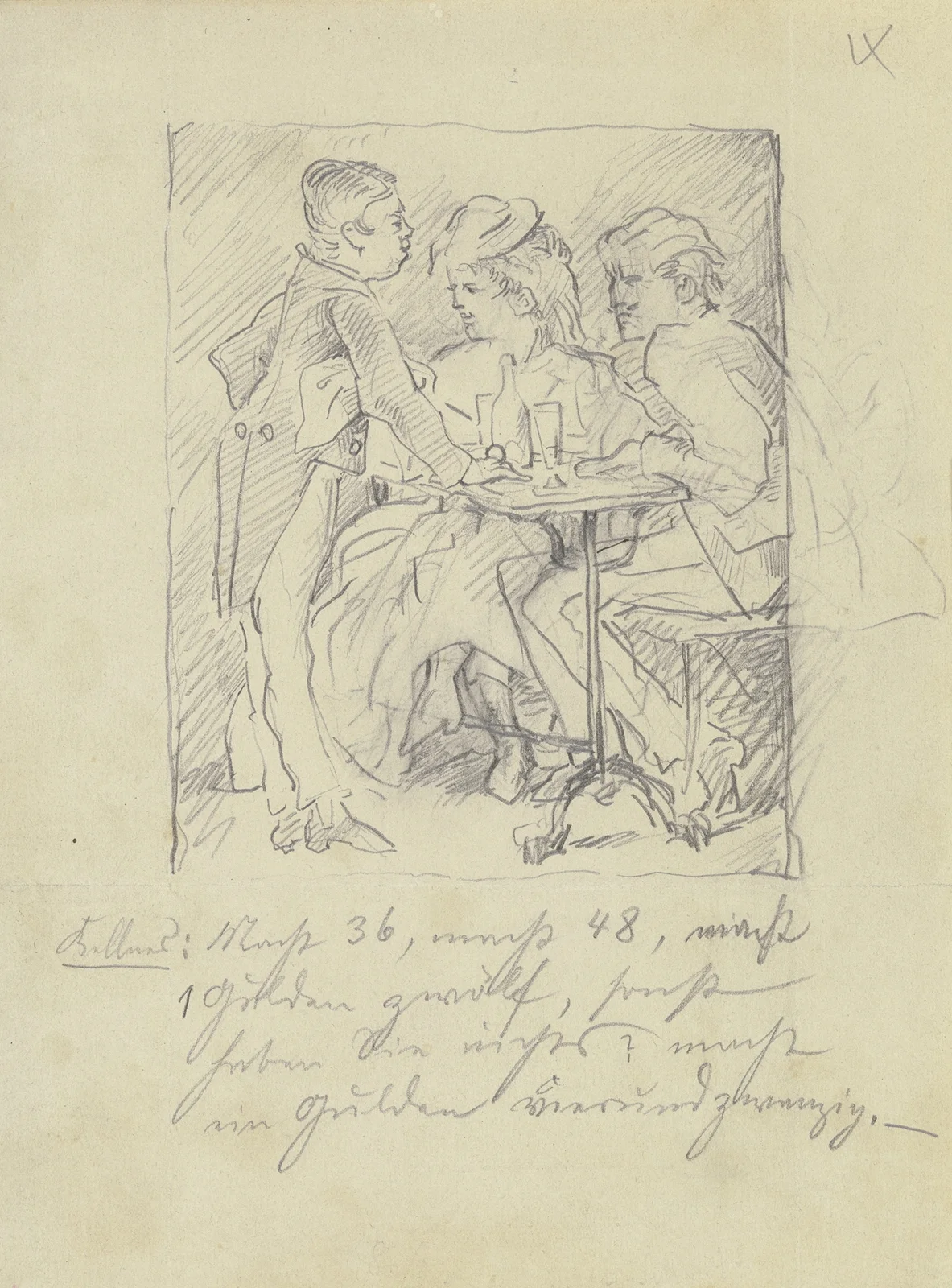 Waiter with two guests av Wilhelm Trübner