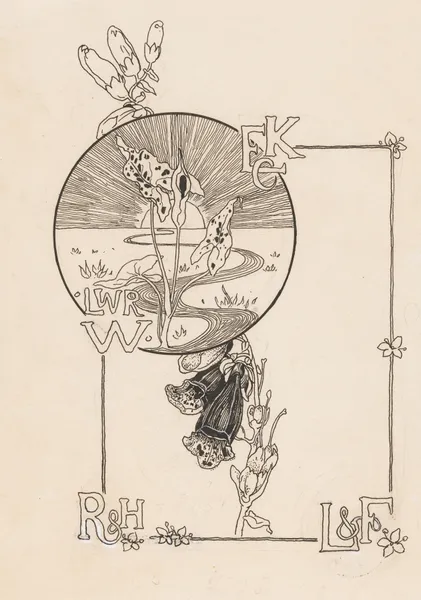 Bandontwerp voor; Knappert, Emilie C., Kijkjes in de plantenwereld, 1893 (in or before 1893) av Willem Wenckebach
