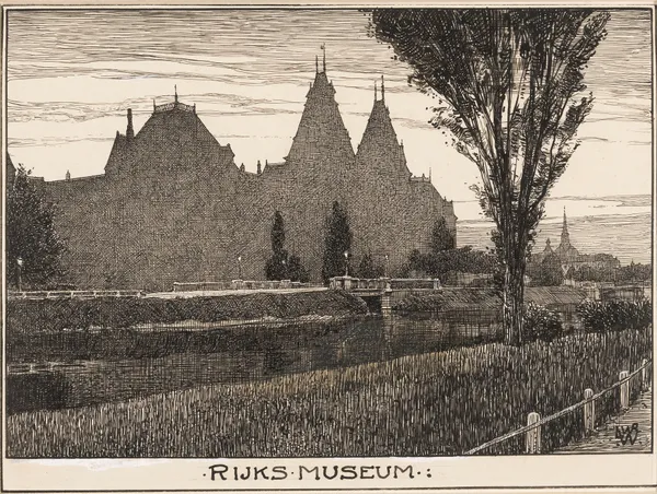 Het Rijksmuseum te Amsterdam, vanaf de Stadhouderskade gezien av Willem Wenckebach