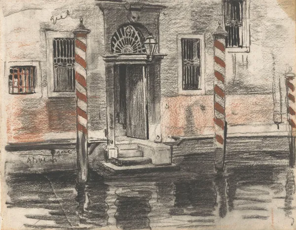 Huis aan de Canale Grande te Venetië, met kleurnotities av Willem Witsen
