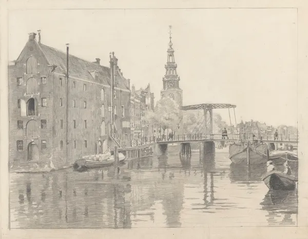 Stadsgezicht met de Montelbaanstoren av Willem Witsen