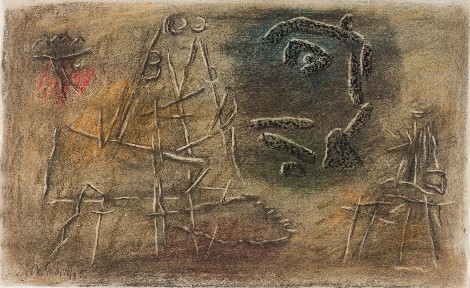 Linear Figures with Relief av Willi Baumeister