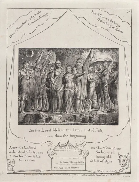 Illustrations of the book of Job Pl.22 av William Blake