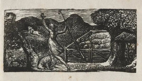 The Pastorals of Virgil, Eclogue I; The Shepherd Chases away a Wolf av William Blake