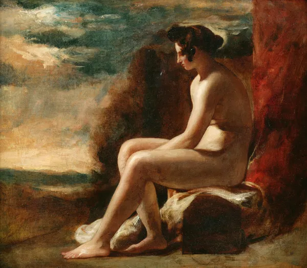Seated Nude in a Landscape av William Etty