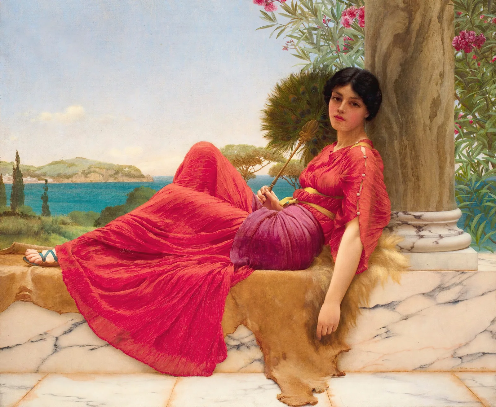 Leaning Against A Column av John William Godward