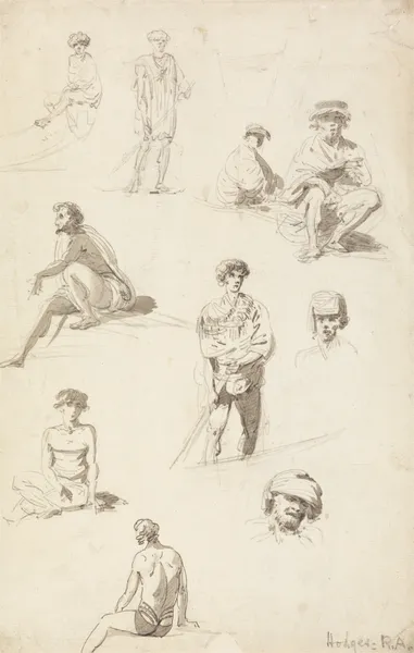 Sheet of Studies of Oriental Figures av William Hodges