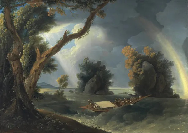 Storm on the Ganges, with Mrs. Hastings near the Col-gon Rocks av William Hodges