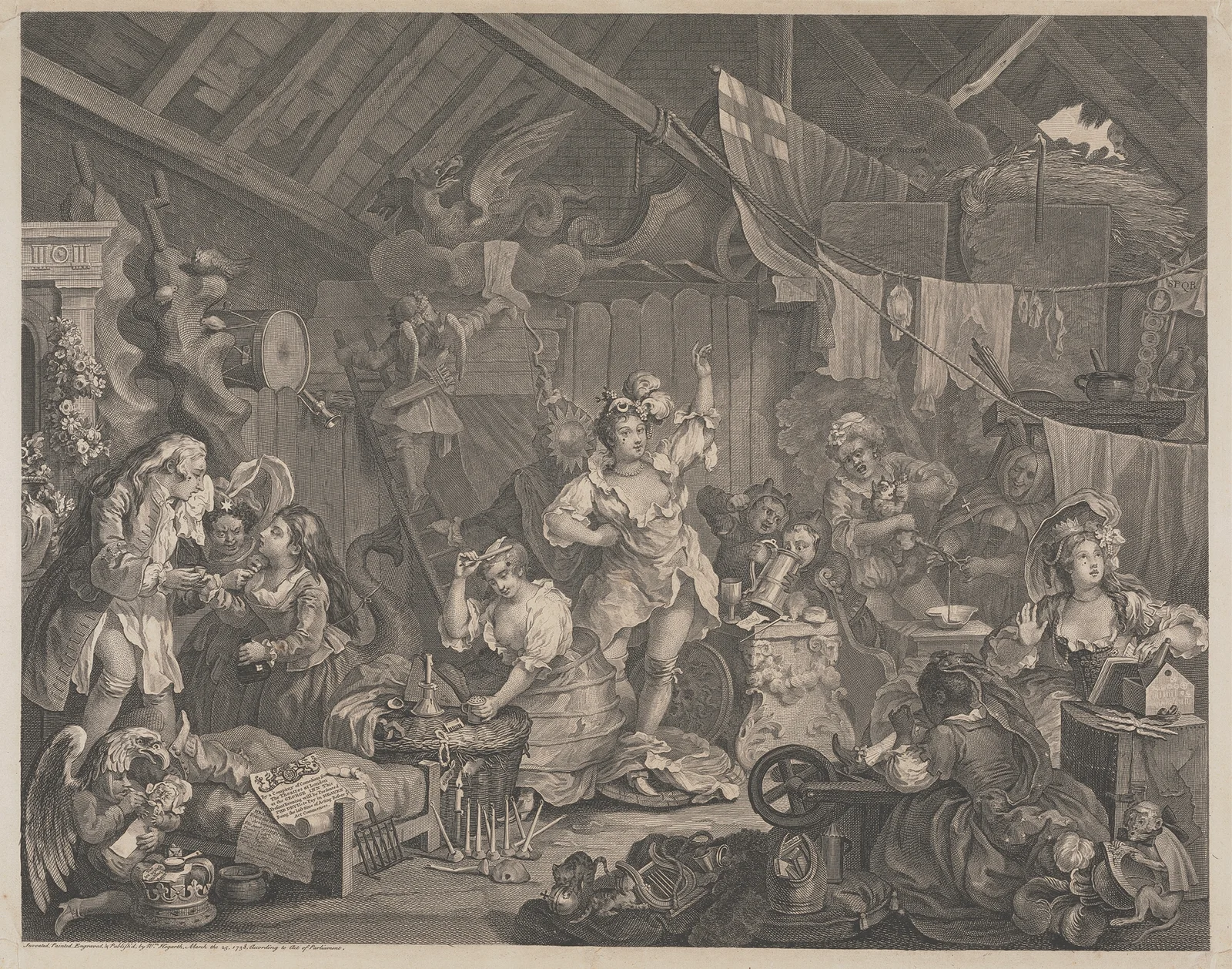 Strolling Actresses Dressing in a Barn av William Hogarth