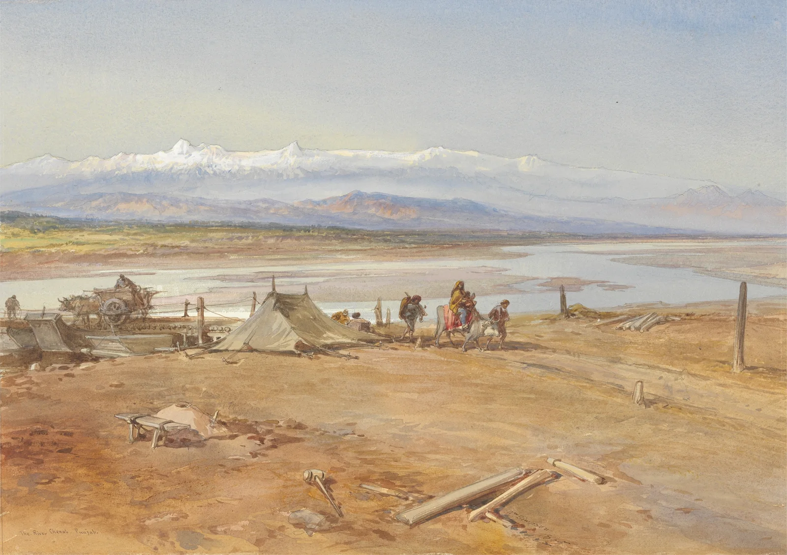 The River Chenab, Punjab av William Simpson